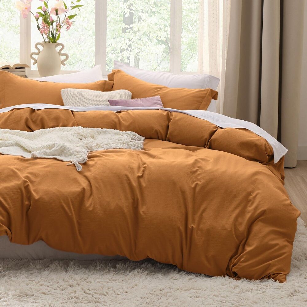 Queen Duvet Cover Set - Gold (Terracotta Golden Orange)